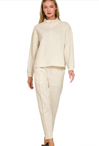 Scuba Half Zip Pullover and Jogger Set H Vanilla