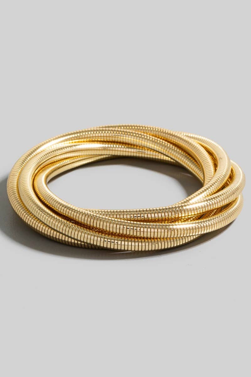 Gold Coiled Bracelet Set