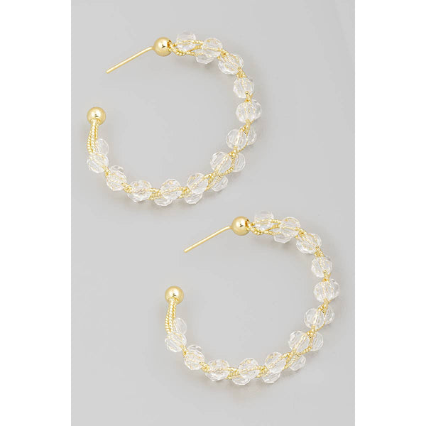 Clear Beaded Gold Hoop