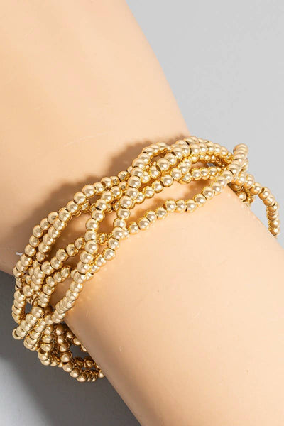 Two Tone Metallic Beaded Bracelet Set