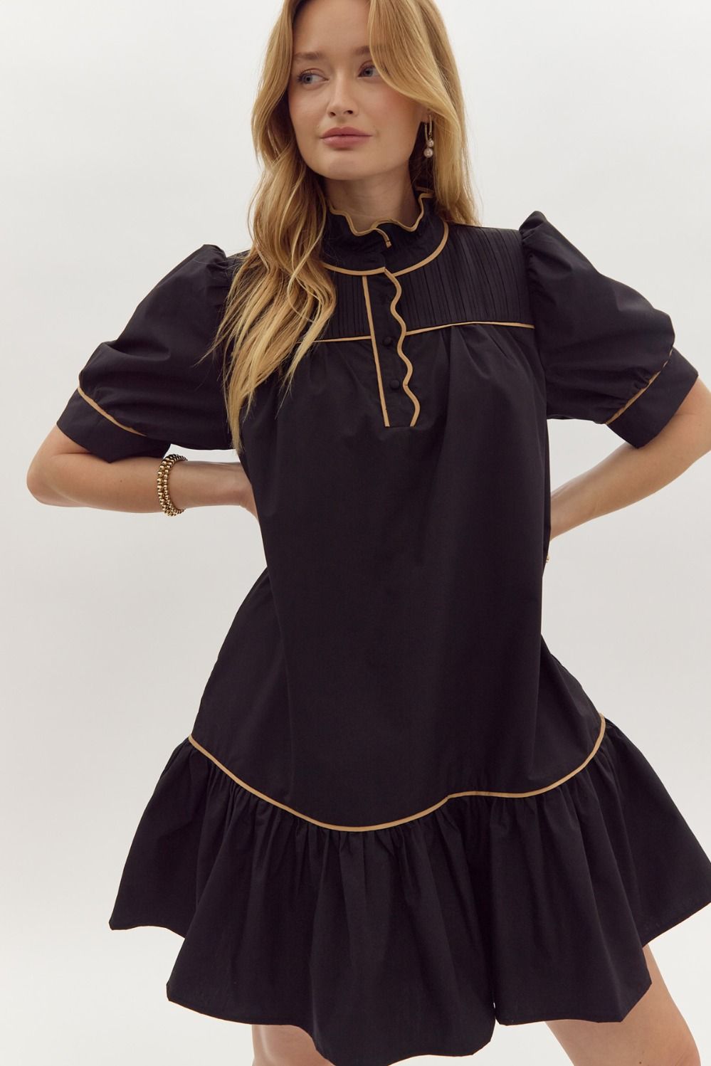 Detailed High Neck Mini Black