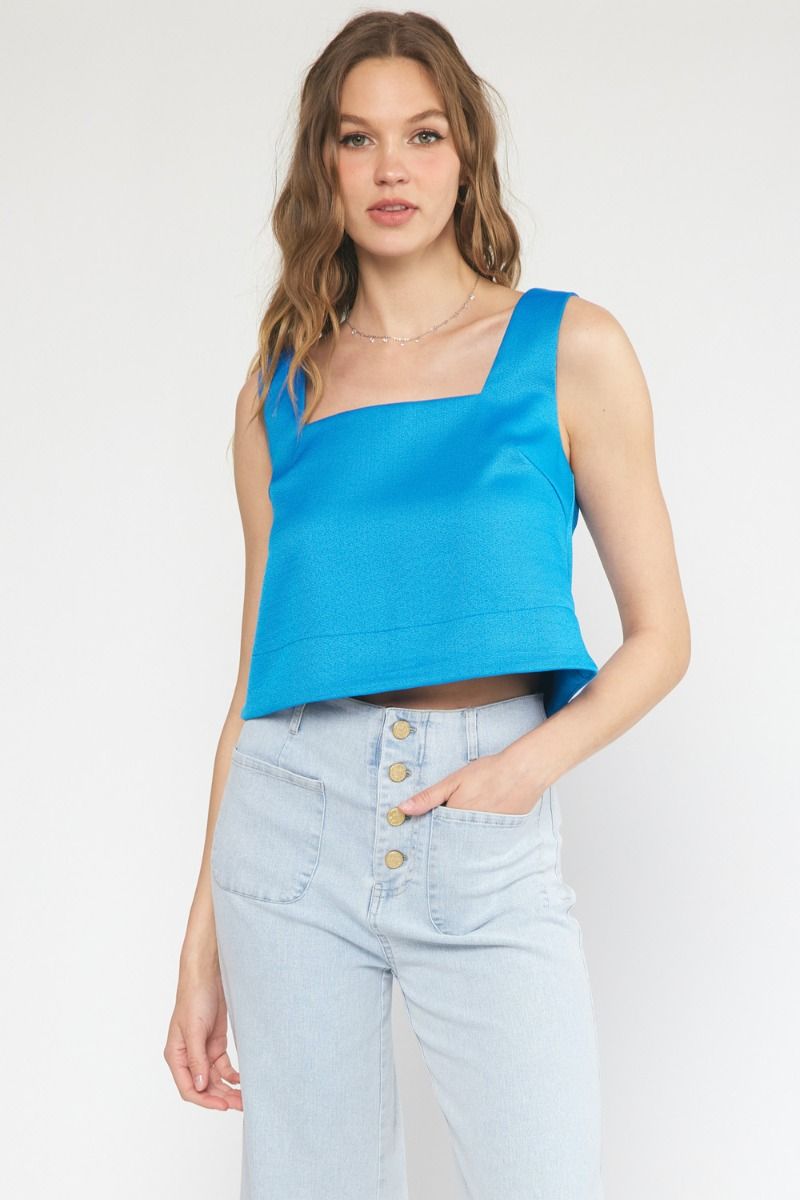 Square Neck Crop Blue