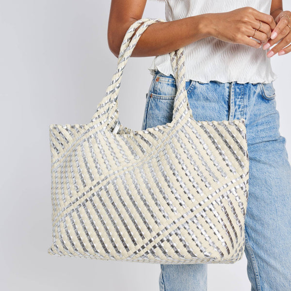 Woven Tote Silver Ivory