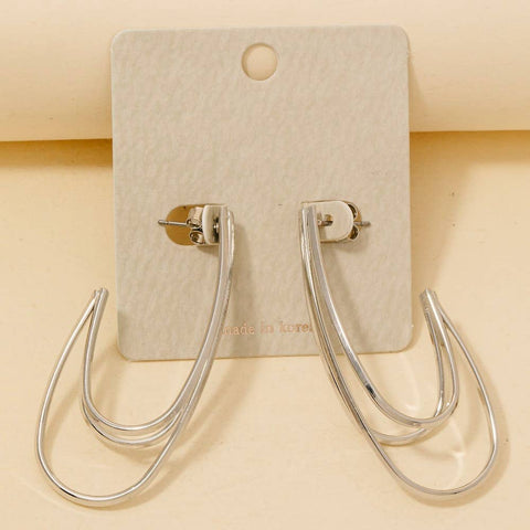 Silver Layered Oval Hoop