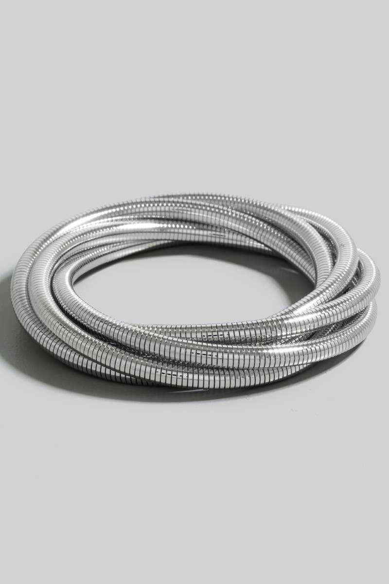Silver Coiled Bracelet Set