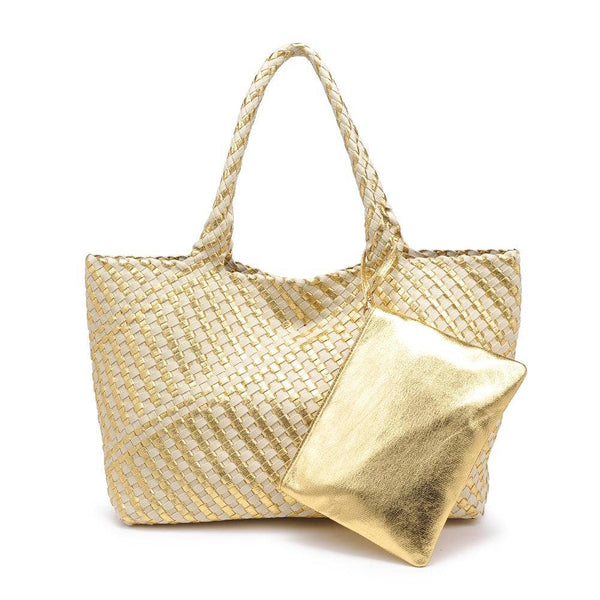 Woven Tote Gold Ivory