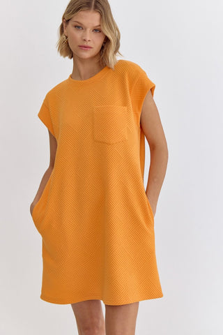 Textured Mini Dress Orange