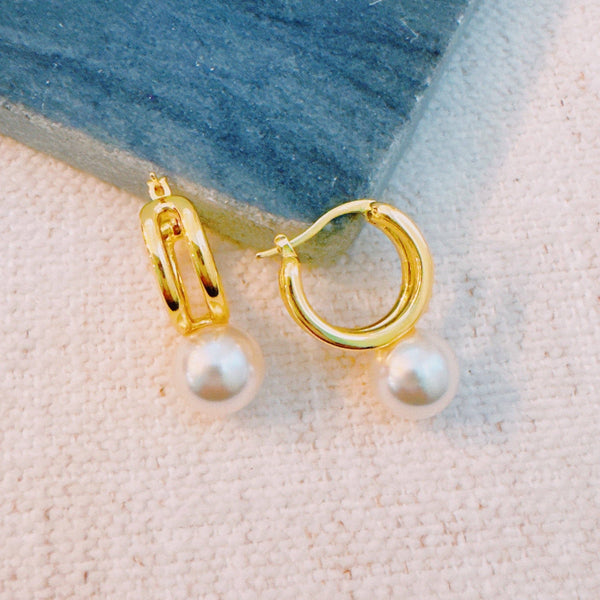 Taylor Pearl Drop Hoop