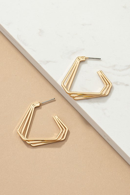 Geo Hoop Earrings