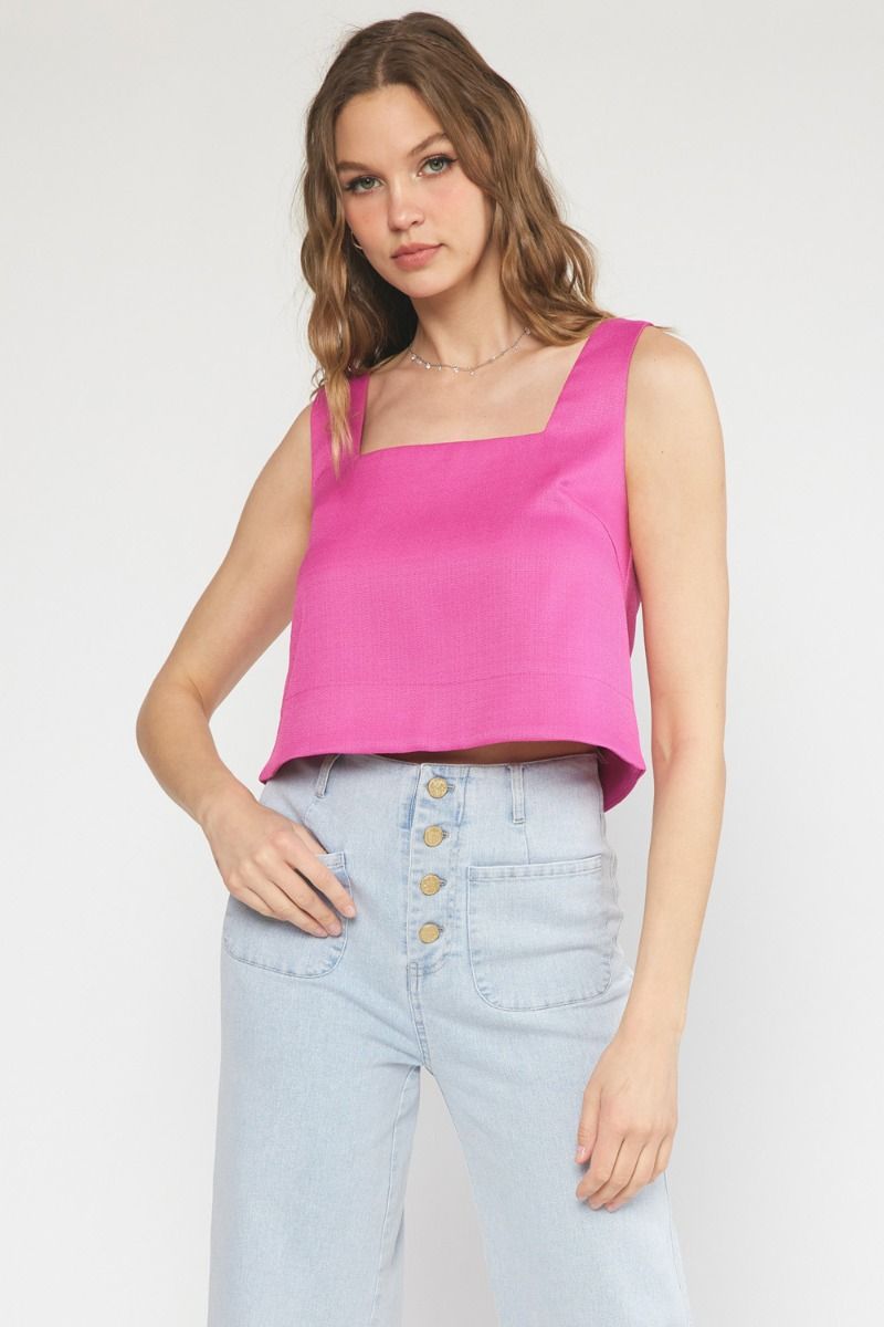 Square Neck Crop Magenta