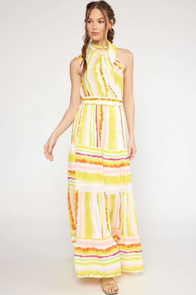 Sleeveless Tiered Maxi Yellow