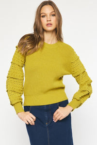 Textured Sleeve Sweater Dijon