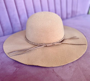 Faux Wool Felt Hat Beige