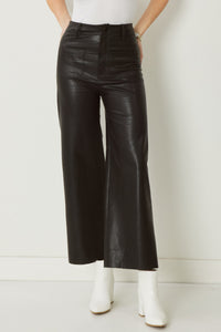 Faux Leather High-Waisted Wide Leg Pant Black