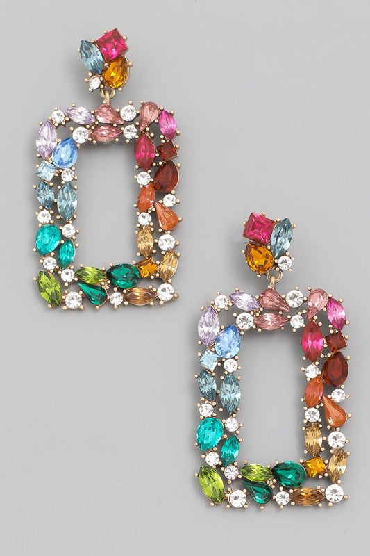 Gemstone Dangling Earrings Multicolor