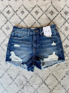 High Wasted Distressed Denim Shorts