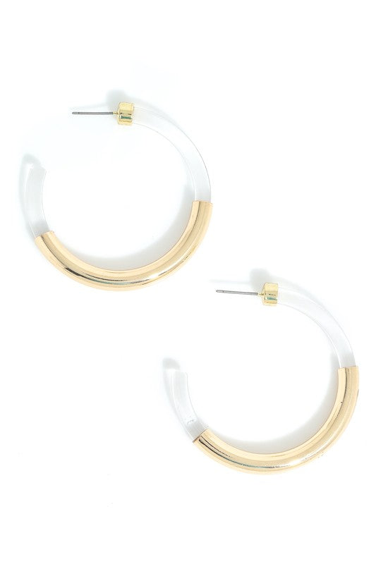 Large Gold Acrylic Hoops Clear