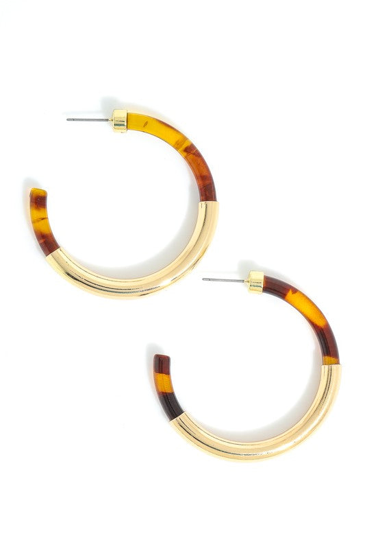 Large Gold Acrylic Hoops Brown Leopard