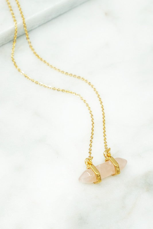 Stone Pendant Necklace Rose