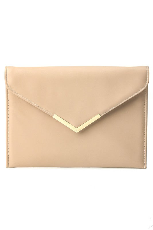 Flat Envelope Chain Detail Purse Nude