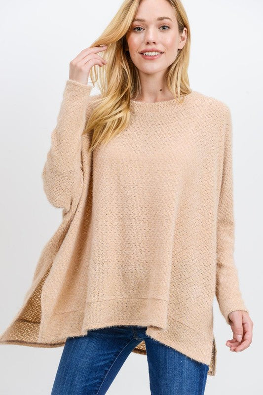 Round Neck Oversized Top Taupe