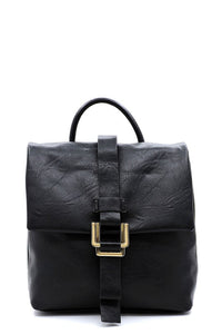 Faux Leather Backpack Black