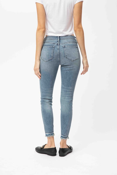 High Rise Distressed Ankle Denim