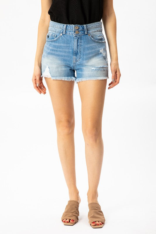 Ripped High Rise Mom Shorts