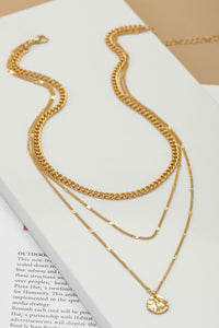Layered Chain with Pendant Gold