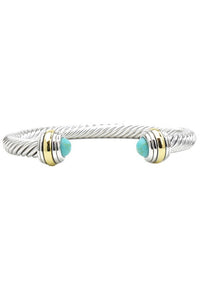Two Toned Twisted Open Cuff Bracelet Turquoise