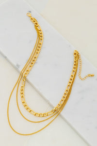 Curb and Chain Layered Necklace Gold