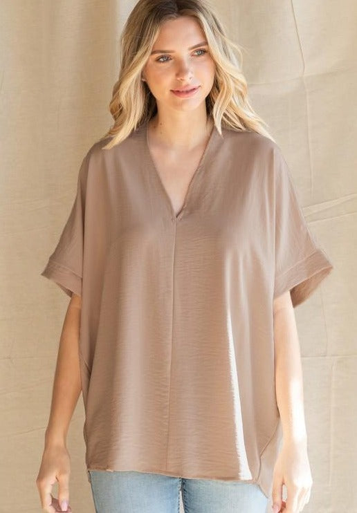 V-Neck Short Sleeve Top Toast