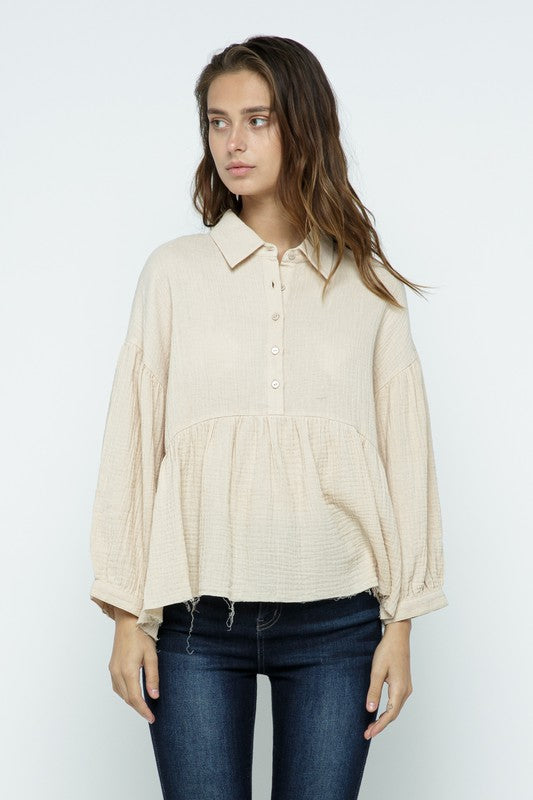 High Low Babydoll Top Vanilla