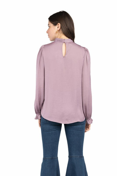 Mock Neck Long Sleeve Top Purple Dove