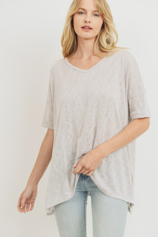 Cuffed Sleeve Top Gray