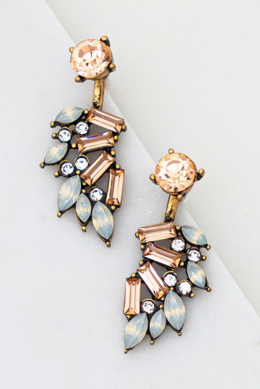 Colored Stone Detachable Earrings Peach
