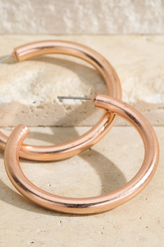 Classic Hoop Earrings Matte Rose Gold