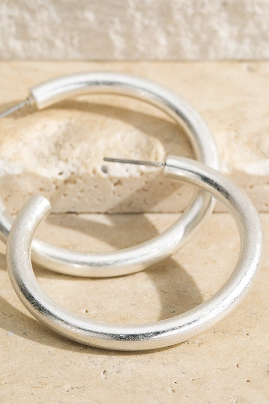 Classic Hoop Earrings Matte Silver