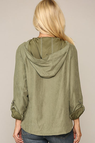 Suede Jacket with Snap Buttons Green