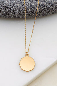 Hexagon Charm Necklace Gold