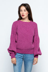 Puff Sleeve Sweater Orchid