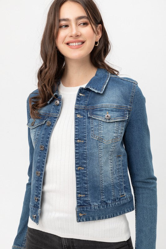 Long Sleeve Denim Jacket Blue