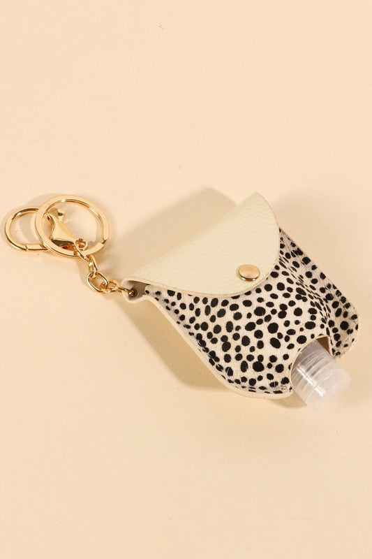 Animal Print Hand Sanitizer Key Chain White