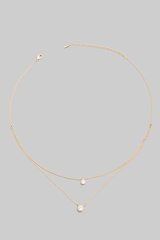 Double Layer Diamond Necklace Gold