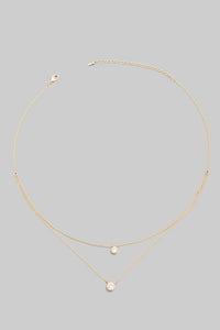 Double Layer Diamond Necklace Gold