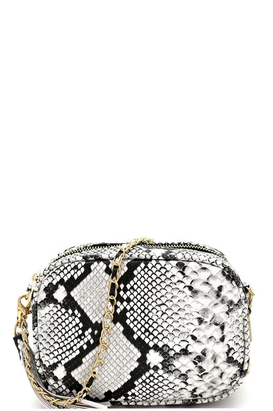 Snake Print Phone Purse Black/White