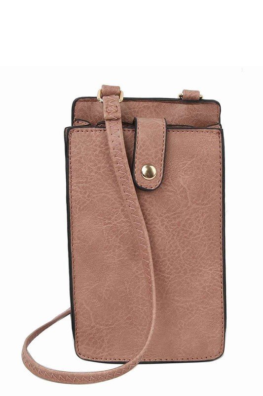 Faux Leather Crossbody Phone Purse Blush