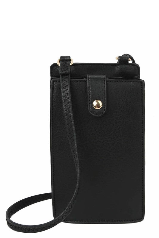 Faux Leather Crossbody Phone Purse Black