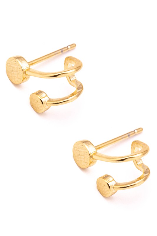 Double Circle Huggie Stud Gold