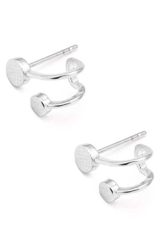 Double Circle Huggie Stud Silver